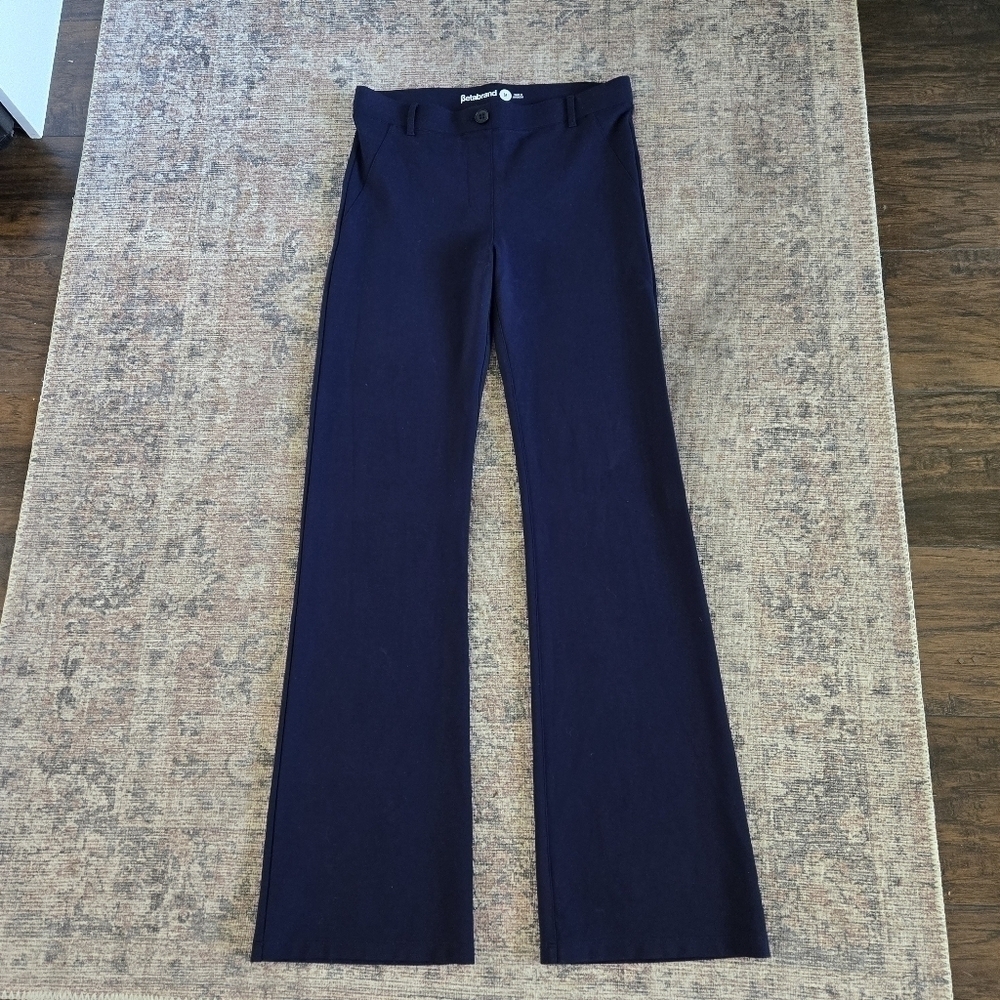 LIKE NEW Betabrand Classic Dress Pant Yoga Stretch Bootcut Flare Solid Navy Blue - Picture 2 of 8